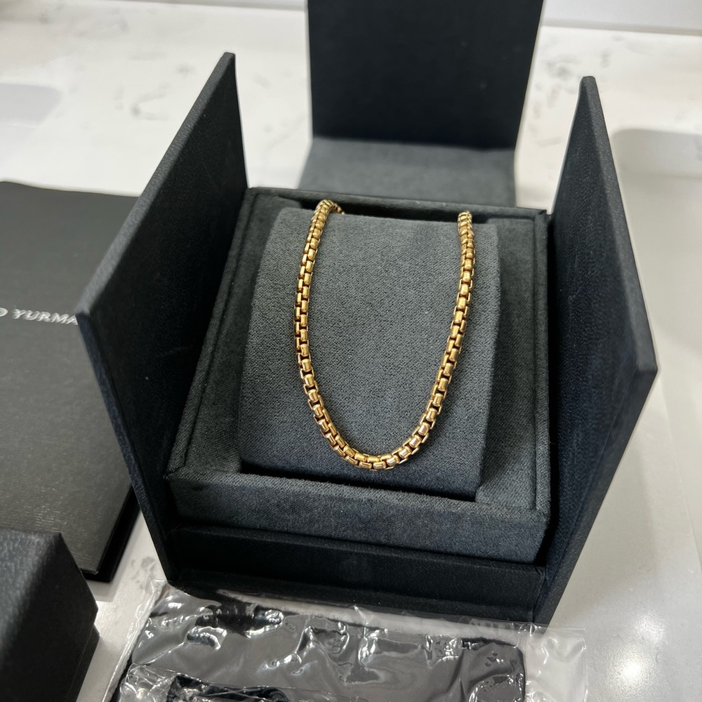 David Yurman 18k Gold Medium Box Chain 3.4mm 22” Men Women Retail $6080.